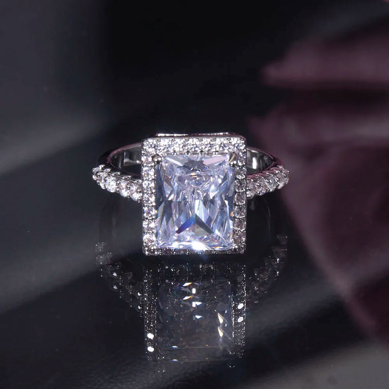 Square Cubic Zircon Engagement Finger Rings For Women Wedding