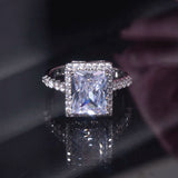 Square Cubic Zircon Engagement Finger Rings For Women Wedding