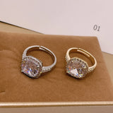 Square Cubic Zircon Engagement Ring for Women Wedding Bridal