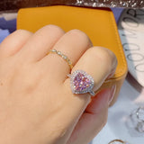 Colorful CZ Engagement Finger Rings For Women Wedding Bridal Adjust Ring