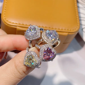 Colorful CZ Engagement Finger Rings For Women Wedding Bridal Adjust Ring