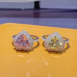 Colorful CZ Engagement Finger Rings For Women Wedding Bridal Adjust Ring