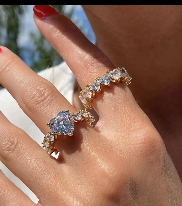 Colorful CZ Engagement Finger Rings For Women Wedding