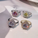 Colorful CZ Engagement Finger Rings For Women Wedding Bridal Adjust Ring