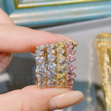 Colorful CZ Engagement Finger Rings For Women Wedding