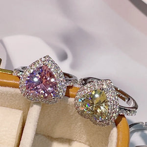 Colorful CZ Engagement Finger Rings For Women Wedding Bridal Adjust Ring