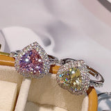 Colorful CZ Engagement Finger Rings For Women Wedding Bridal Adjust Ring