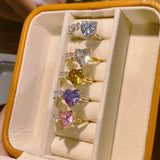 Heart CZ Engagement Ring For Women Wedding Bridal DUBAI Adjust Ring