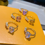 Heart CZ Engagement Ring For Women Wedding Bridal DUBAI Adjust Ring