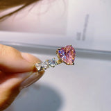 Heart CZ Engagement Ring For Women Wedding Bridal DUBAI Adjust Ring