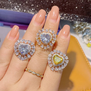 Heart CZ Engagement Ring for Women Dubai Bridal Wedding Adjust Ring