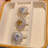 Heart CZ Engagement Ring for Women Dubai Bridal Wedding Adjust Ring