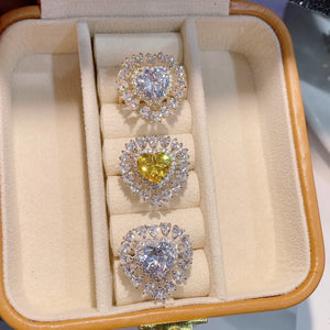 Heart CZ Engagement Ring for Women Dubai Bridal Wedding Adjust Ring