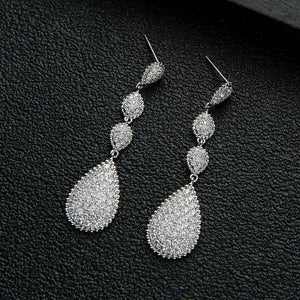 Long Tassels Water Drop Earrings For Women Wedding Crystal African Dubai Bridal