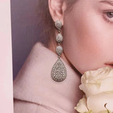 Long Tassels Water Drop Earrings For Women Wedding Crystal African Dubai Bridal