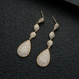Long Tassels Water Drop Earrings For Women Wedding Crystal African Dubai Bridal