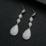 Long Tassels Water Drop Earrings For Women Wedding Crystal African Dubai Bridal