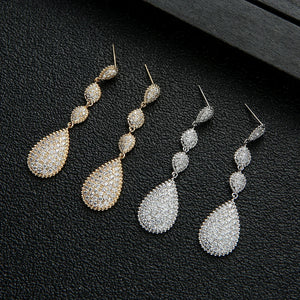 Long Tassels Water Drop Earrings For Women Wedding Crystal African Dubai Bridal