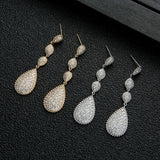 Long Tassels Water Drop Earrings For Women Wedding Crystal African Dubai Bridal