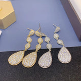 Long Tassels Water Drop Earrings For Women Wedding Crystal African Dubai Bridal