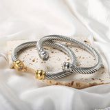 Stackable CZ Crystal Bangle Cuff for Women Stainless Steel Bracelet