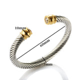 Stackable CZ Crystal Bangle Cuff for Women Stainless Steel Bracelet