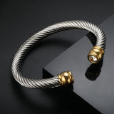 Stackable CZ Crystal Bangle Cuff for Women Stainless Steel Bracelet