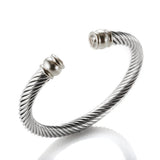 Stackable CZ Crystal Bangle Cuff for Women Stainless Steel Bracelet