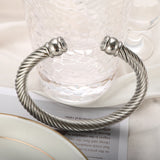 Stackable CZ Crystal Bangle Cuff for Women Stainless Steel Bracelet
