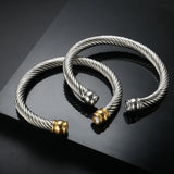 Stackable CZ Crystal Bangle Cuff for Women Stainless Steel Bracelet