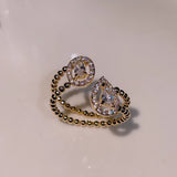 Water Drop CZ Engagement Finger Ring for Women Wedding Bridal Adjust