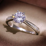 Women's Wedding Band with Cubic Zircon Stone Engagement Ring