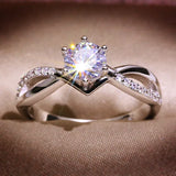 Women's Wedding Band with Cubic Zircon Stone Engagement Ring