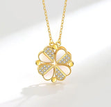 Magnetic 925 Silver Zircon Heart Clover Pendant Necklace Women Jewelry