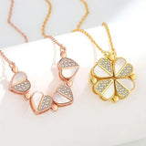 Magnetic 925 Silver Zircon Heart Clover Pendant Necklace Women Jewelry