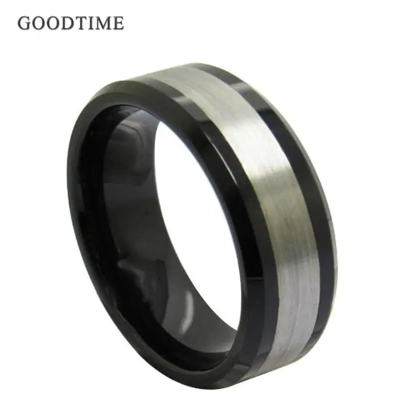 Men's Tungsten Carbide Ring Silver Frosted Wedding Jewelry