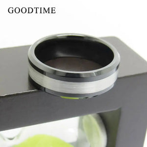 Men's Tungsten Carbide Ring Silver Frosted Wedding Jewelry