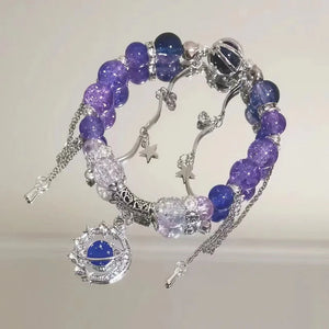 Maple Leaf Pendant Beads Tassel Bracelet for Women