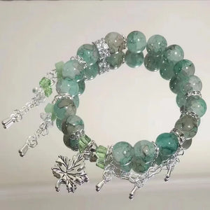 Maple Leaf Pendant Beads Tassel Bracelet for Women