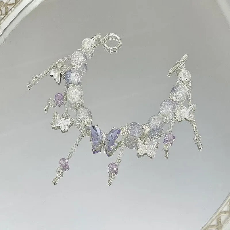 Maple Leaf Pendant Beads Tassel Bracelet for Women