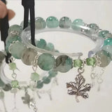 Maple Leaf Pendant Beads Tassel Bracelet for Women