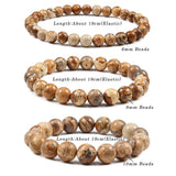 Natural Picture Stone Beads Bracelets Men Women Meditation Jewelry 6 8 10mm