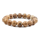Natural Picture Stone Beads Bracelets Men Women Meditation Jewelry 6 8 10mm