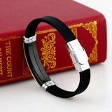 Men Leather Bracelet Stainless Steel Silicone Special Style