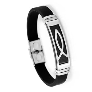 Men Leather Bracelet Stainless Steel Silicone Special Style