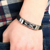 Men Leather Bracelet Stainless Steel Silicone Special Style