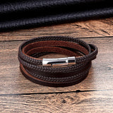 Men Leather Weave Bracelet Cowhide Rope Chain Bangle Jewelry