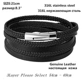 Men Leather Weave Bracelet Cowhide Rope Chain Bangle Jewelry
