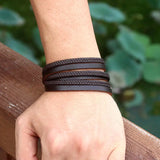 Men Leather Weave Bracelet Cowhide Rope Chain Bangle Jewelry