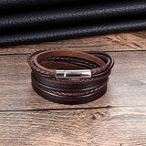 Men Leather Weave Bracelet Cowhide Rope Chain Bangle Jewelry